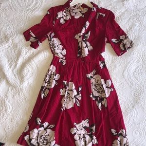 Maeve pleated floral dress